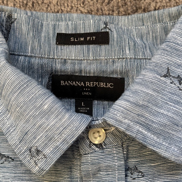 BANANA REPUBLIC Casual Fish Graphic Button-Up | Men’s size Large - Picture 3 of 6